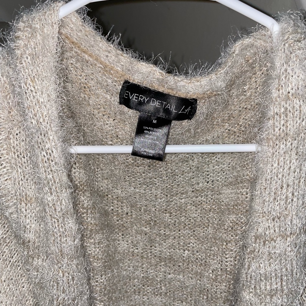 Every Detail LA Fuzzy Cardigan- Tan/Cream - Picture 2 of 3